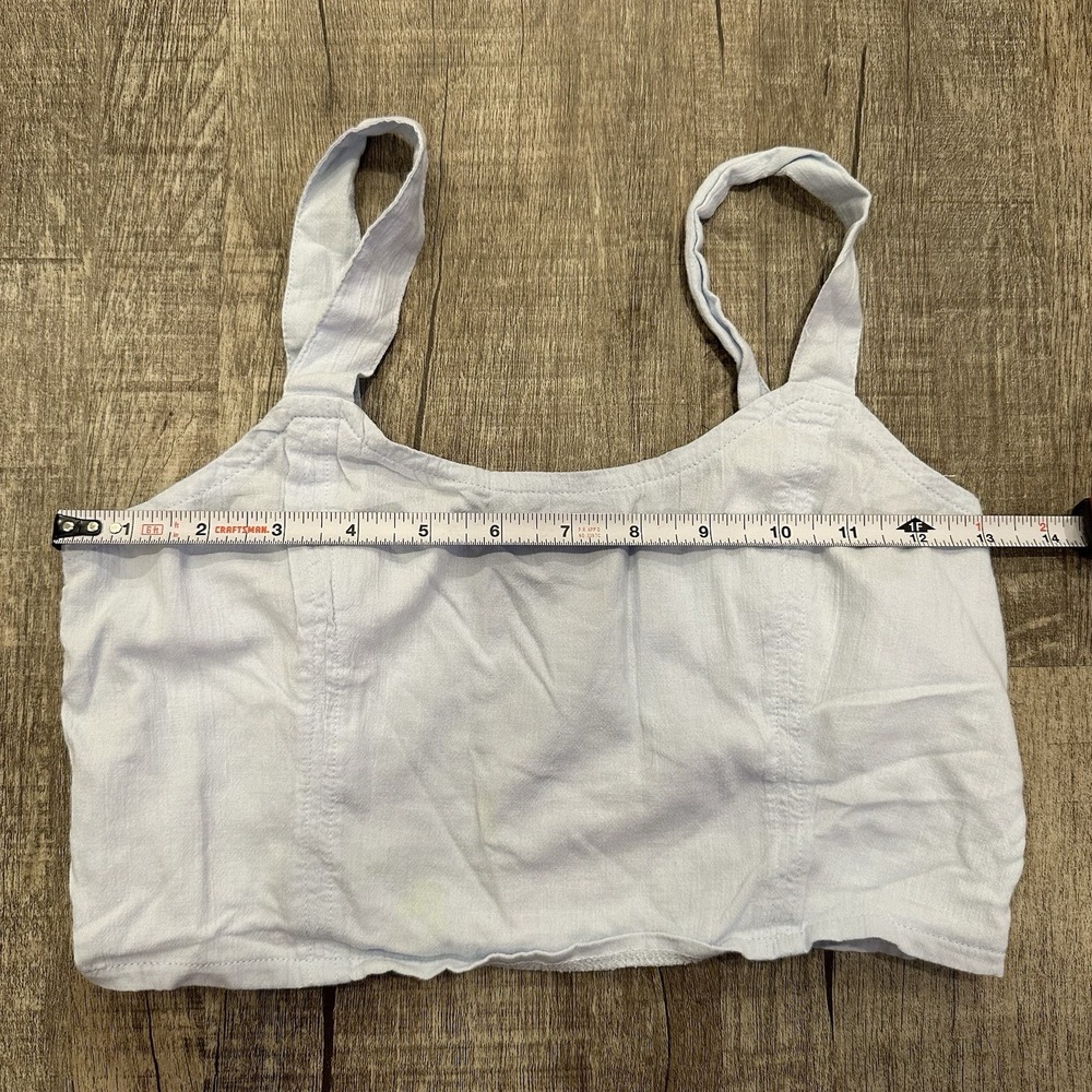Aerie XS Light Blue Smocked Crop Top Adjustable Strap Cami Bralette‎ Summer Cute - Picture 3 of 8